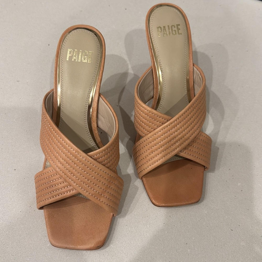 PAIGE Leigh open toe sandals in blush leather - Picture 3 of 13